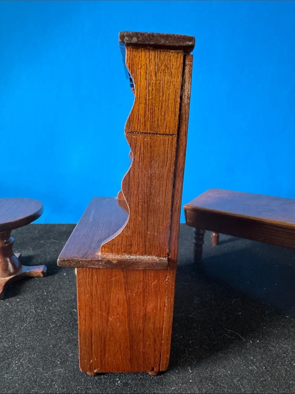 Vintage Miniature Wooden doll house Furniture Set - Dark Brown